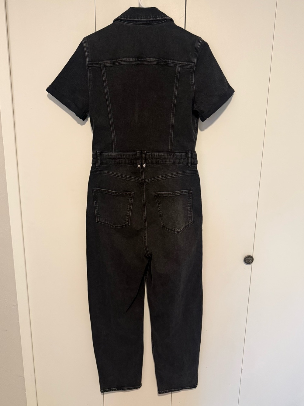 Paige Alexis Barrel Cargo Denim Jumpsuit- Black sz 6 - Picture 5 of 6